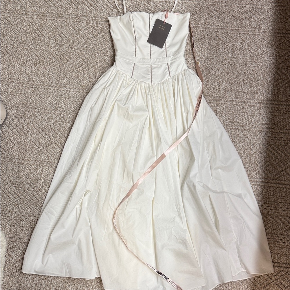 House of CB Strapless Cream-White A-Line Midi Dress